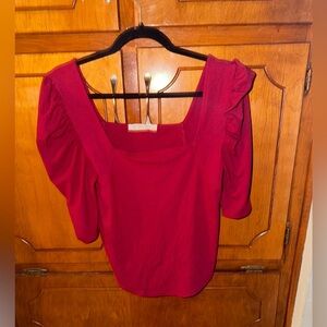 Free People We The Free Square Neck Round Hem Puffed Sleeve Top, Size XL